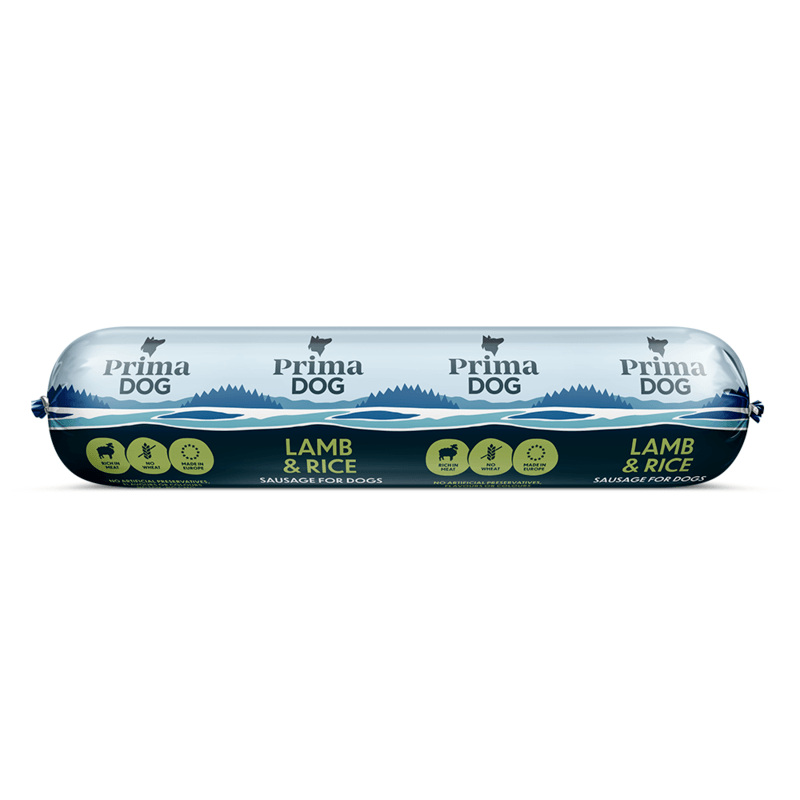 PrimaDog Korv Lamm & Ris 800 g