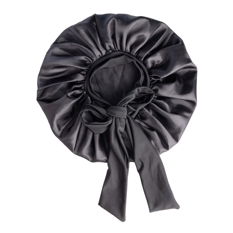 Cailap Hårmössa Bonnet i Satin Svart